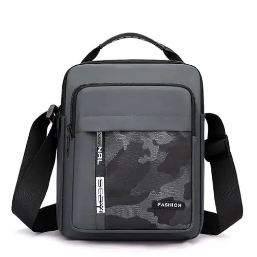 Produktbild: Leisofter Herren Umhängetasche Business Schultertasche Tablet-Tasche Männer Stilvolle Aktentasche für Büro/Reisen/Uni Wasserdichter Nylon Crossbag Brusttasche Handtasche Business Schwarz