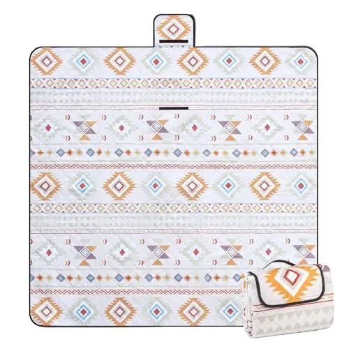Produktbild: Leisuremix Picknickdecke isoliert 200 x 200cm XXL wasserdicht, 210D Oxford Campingdecke Stranddecke Ultraleicht, Picnic Blanket mit Tragegriff Outdoor Decke für 6-8 Personen, Nationalstil