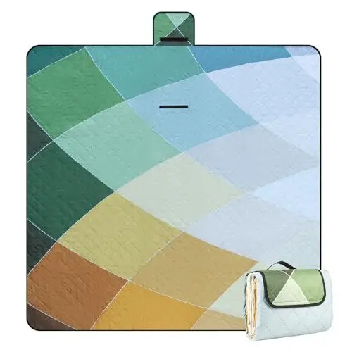 Produktbild: Leisuremix Picknickdecke isoliert 200 x 200cm XXL wasserdicht, 210D Oxford Campingdecke Stranddecke Ultraleicht, Picnic Blanket mit Tragegriff Outdoor Decke für 6-8 Personen, Bunt