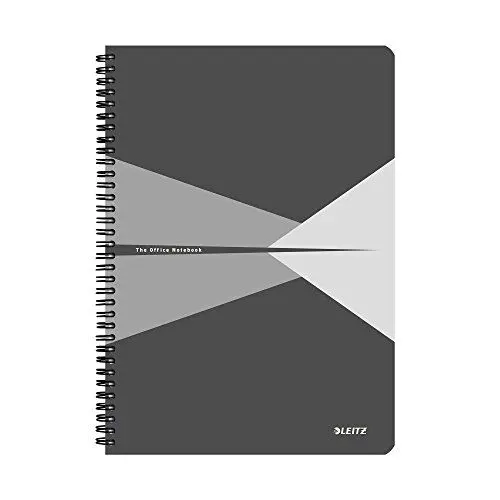 Produktbild: Leitz 44950085 Office Collegeblock A4 kariert, spiralgebunden mit PP Einband Grau