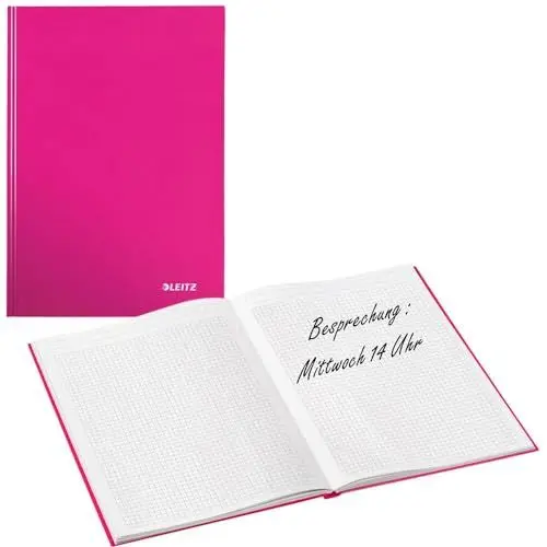 Produktbild: Leitz WOW Notizbuch A4 kariert, Hardcover, 160 Seiten, 80 Blatt FSC-zertifiziertes Papier (80 g/m²), Hochwertiger laminierter Einband, Fadenheftung, Für Büro, Schule oder als Tagebuch, Pink, 46261023