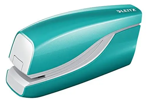 Produktbild: Leitz 55661051 Elektrisches Heftgerät (10 Blatt, Metall mit Kunststoffelementen, Inkl. Heftklammern, Wow) eisblau