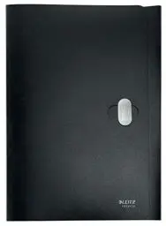 Produktbild: Leitz A4 Dokumentenmappe mit 3 Klappen und Verschluss, 150 Blatt, Kunststoff, Recycle-Serie, Schwarz, 46220095