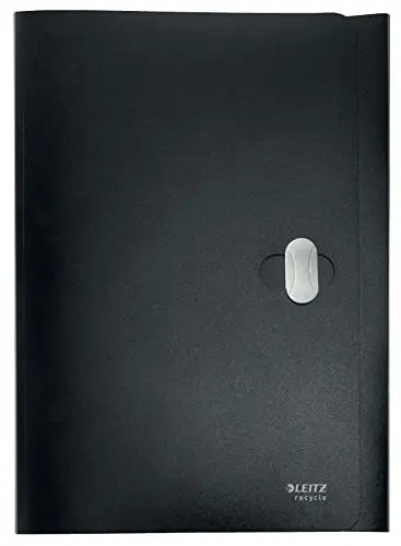 Produktbild: Leitz A4 Dokumentenmappe mit 3 Klappen und Verschluss, 150 Blatt, Kunststoff, Recycle-Serie, Schwarz, 46220095