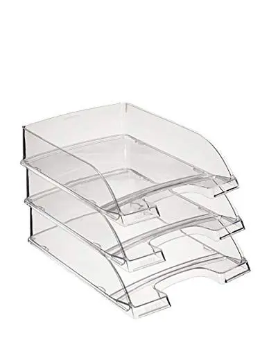 Produktbild: Leitz Briefkorb Standard A4, 5er Pack, Transparente Briefablage in Premium-Qualität, Stapelbare Ablagefächer als Schreibtisch-Organizer, Kombinierbar mit Plus-Serie, Glasklar, 52260002
