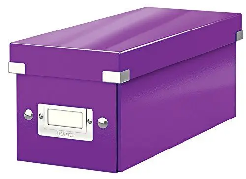 Produktbild: Leitz Click & Store WOW schmale Aufbewahrungsbox mit Deckel, Box zur CD Aufbewahrung, als Geschenkbox oder für Zubehör im Haushalt und Büro, 84% recycelte Premium-Hartpappe, Violett, 60410062
