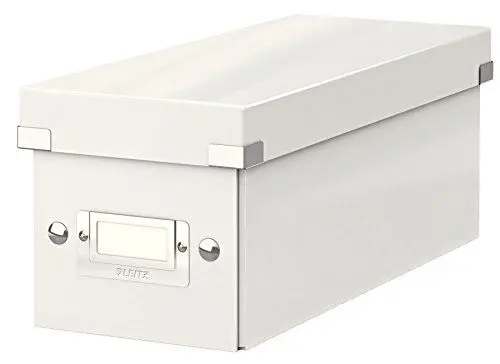 Produktbild: Leitz Click & Store WOW schmale Aufbewahrungsbox mit Deckel, Box zur CD Aufbewahrung, als Geschenkbox oder für Zubehör im Haushalt und Büro, 84% recycelte Premium-Hartpappe, Weiß, 60410001