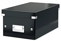 Produktbild: Leitz Click & Store kleine, längliche Aufbewahrungsbox mit Deckel, Box zur DVD Aufbewahrung, als Geschenkbox oder für Zubehör im Haushalt und Büro, 84% recycelte Premium-Hartpappe, Schwarz, 60420095