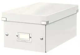 Produktbild: Leitz Click & Store kleine, längliche Aufbewahrungsbox mit Deckel, Box zur DVD Aufbewahrung, als Geschenkbox oder für Zubehör im Haushalt und Büro, 84% recycelte Premium-Hartpappe, Weiß, 60420001