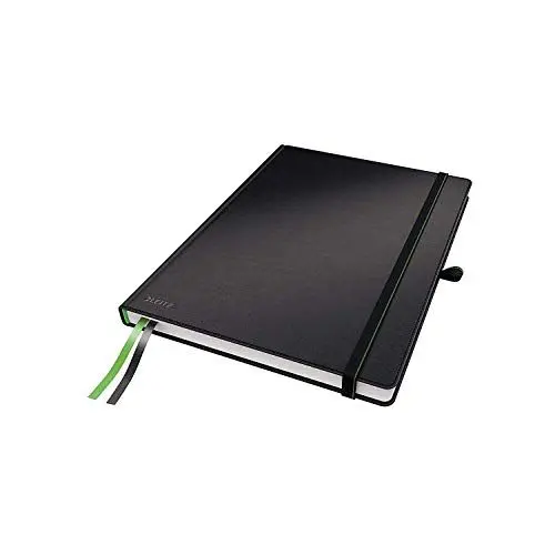 Produktbild: Leitz Complete Qualitäts-Notizbuch A4 kariert, 160 Seiten, 80 Blatt, Hardcover mit hochwertigem Einband, 100 g/m² Papier FSC zertifiziert, Verschluss, Lesezeichen, Stiftschlaufe, Schwarz, 44710095