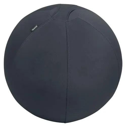 Produktbild: Leitz Ergo Active Sitzball mit Anti-Wegroll-Funktion, Ergonomische Alternative zum Bürostuhl, Gymnastikball, 55 cm Durchmesser, Stoffbezug, Für Büro oder Home Office, Ergo-Serie, Dunkelgrau, 65410089