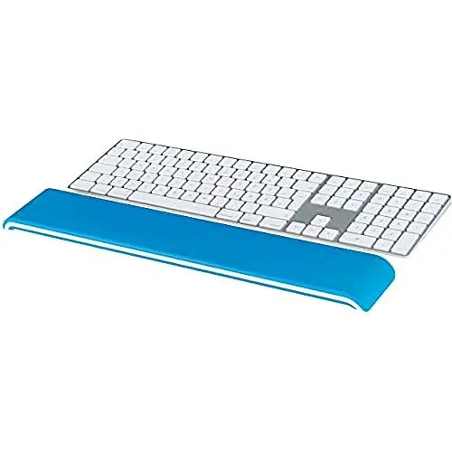 Produktbild: Leitz Ergo WOW verstellbare Tastatur-Handgelenkauflage, Zwei Höheneinstellungen, Schaumstoffgepolsterte Handgelenkstütze für Links- und Rechtshänder, Verbessert Haltung & Durchblutung, Blau, 65230036