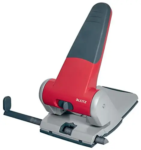 Produktbild: Leitz Extrastarker Registratur-Locher, Für 65 Blatt, Großer leistungsstarker Locher für müheloses Lochen im Büro, Aus Aluminiumdruckguss, recycelte Kunststoffteile, 100% recycelbar, Rot, 51800025