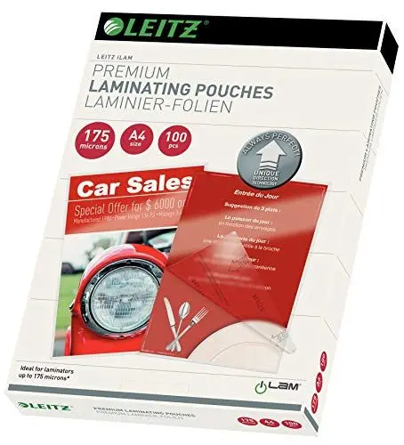 Produktbild: Leitz Heißlaminierfolien A4 175 mic, Laminierfolien in Premium-Qualität im 100er Pack, Glänzend, Transparent, Vereinfachtes Einlegen durch UDT, iLAM, 74830000