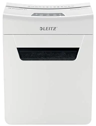Produktbild: Leitz IQ 8X Premium Aktenvernichter P4, Partikelschnitt, 9-8 Blatt (70-80g/m²), Super leise, kompakt & sauber, TÜV+GS zertifiziert, 14L Behälter, für Büro & Home Office, Protect Serie, Weiß, 80910000