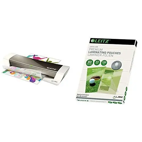 Produktbild: Leitz Laminiergerät, Metallic grau, A4, Home Office, iLam, WOW, 73680089 & Heißlaminierfolien, Glänzend, transparent, Folienstärke