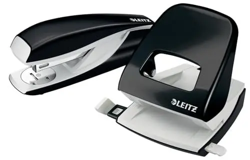 Produktbild: Leitz NeXXt Locher und Heftgerät Set für bis zu 30 Blatt, Inkl. Heftklammern, schwarz, WOW, 50951095