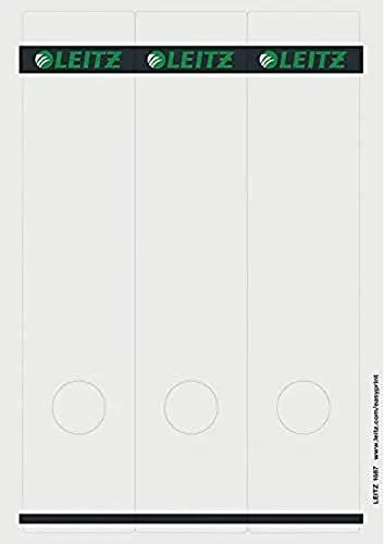 Produktbild: Leitz PC-beschriftbare Rückenschilder selbstklebend für Standard- und Hartpappe-Ordner, 75 Stück, Langes und breites Format, 62 x 285 mm, Papier, grau, 16870085