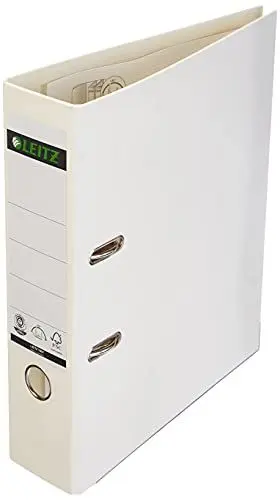 Produktbild: Leitz Qualitäts-Ordner 180°, A4, 8 cm Rückenbreite, Spezialpapierkaschierung in Leinenprägung, Blauer Engel, Weiß, 10070001