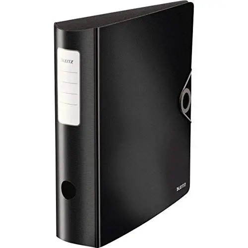 Produktbild: Leitz Qualitäts-Ordner 180° Active Solid, A4, Breit, Abgerundeter Rücken, 8,2 cm breit, Gummibandverschluss, Leichtes Polyfoam, Plastik-Ordner, Schwarz, 10471095
