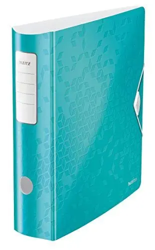 Produktbild: Leitz Qualitäts-Ordner 180° Active WOW, A4, Breit, Abgerundeter Rücken, 8,2 cm breit, Gummibandverschluss, Leichtes Polyfoam, Plastik-Ordner, WOW Serie, Eisblau, 11060051