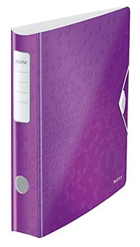 Produktbild: Leitz Qualitäts-Ordner 180° Active WOW, A4, Schmal, Abgerundeter Rücken, 6,5 cm breit, Gummibandverschluss, Leichtes Polyfoam, Plastik-Ordner, WOW Serie, Violett, 11070062