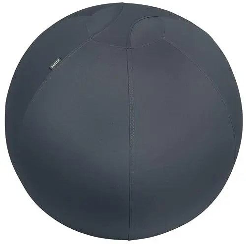 Produktbild: Leitz Sitzball für aktives Sitzen, Gymnastikball, Ergonomische Alternative zum Schreibtischstuhl, 65 cm Durchmesser, inkl. Stoffbezug, Innenball, inkl. Handluftpumpe, Ergo Cosy Serie, Grau, 52790089