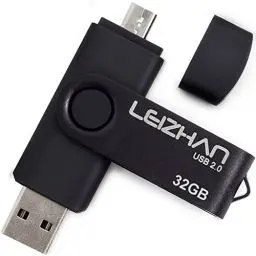 Produktbild: leizhan 32GB Micro USB 2.0 Stick Speicherstick Dual Flash-Laufwerk mit Micro USB-Laufwerk Anschluss für Android Smartphone Tablets & Computer (32GB,Schwarz)