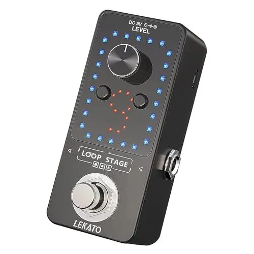 Produktbild: LEKATO Gitarre Loop Effektpedal mit 9 Schnallen Integrierte Stimmgerät Loop Station Max 40 Minuten Aufnahmezeit Elektrische Gitarre Looper für Bass-Tastatur