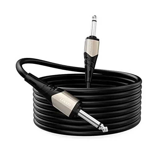Produktbild: LEKATO Gitarrenkabel, 6,35 mm Professionelles Klinke auf Klinke Instrumentenkabel, 3M Geräuschloses Mono-Kabel, Sauberes Signal, für Gitarren, Bass, Keyboard, Verstärker (Schwarz, Gerader Stecker)