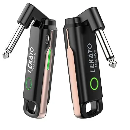 Produktbild: LEKATO Guitar Wireless System 70 Kanäle Guitar Wireless Transmitter Empfänger Empfänger weniger als 3 ms Latenz wiederaufladbare Audio Digitalgitarre Wireless System für E-Gitarren Bass WS70 (Rosa)
