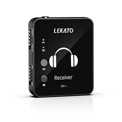 Produktbild: LEKATO MS-1 Drahtloses In-Ear Monitoring-System, Professionelles kabelloses 2.4G Stereo IEM-System Betrieb im Mono- und Stereo-Mode Geeignet für Studio Live-Auftritt und Musiker Nur Empfänger