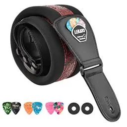 Produktbild: LEKATO Memory Foam gepolsterter Gitarrengurt 3''Breite Gitarrengurte Verstellbare Länge von 45