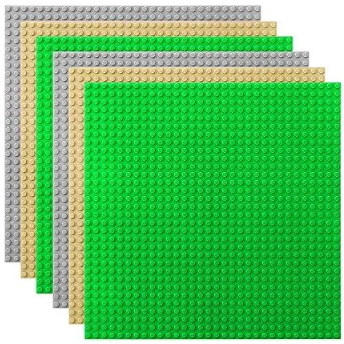 Produktbild: Lekebaby 6 Platten-Set Bauplatte Kompatibel mit Meisten Marken, 25 * 25cm, Grün Hellgrau Sande Grundplatte