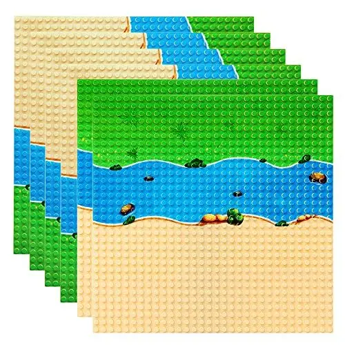 Produktbild: Lekebaby 6 Platten-Set Grünland Fluss Bauplatte, 25 * 25cm Grundplatte 100% Kompatibel mit Meisten Marken Dschungel Wildlife Platte, 4 Kurve/ 2 Gerade