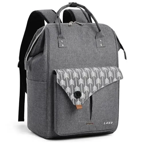 Produktbild: Lekesky Rucksack Damen Schultasche mit Laptopfach & Anti Diebstahl Tasche, 15.6 Zoll Laptop Rucksack Arbeitsrucksack Daypack(Grau)