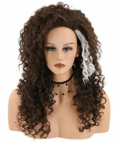 Produktbild: LeMarnia Damen Dunkelbraun Lange Wellige Lockige Haar Halloween Cosplay Kostüm Perücke