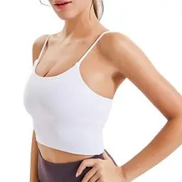 Produktbild: Lemedy Sport-BH, für Damen, gepolstert, Fitness, Workout, Laufshirt, Yoga, Tanktop - Weiß - small