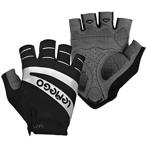 Produktbild: LEMEGO Fahrradhandschuhe für den Sommer, für Herren, Damen, Mountainbike, Radfahren, halbe Finger, rutschfest, stoßfest, gepolstert, reflektierendes Gel, atmungsaktiv, für Radfahrer, Fahrrad, Scooter,