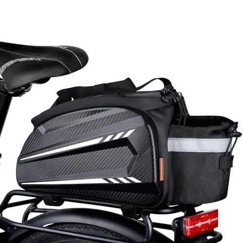 Produktbild: LEMEGO Fahrradtasche für Gepäckträger, Satteltaschen für Fahrrad 10L Gepäckträgertasche Fahrradtasche Wasserdicht mit Trinkflaschenhalterung Regenschutzhülle Reflektierende Seitenstreifen