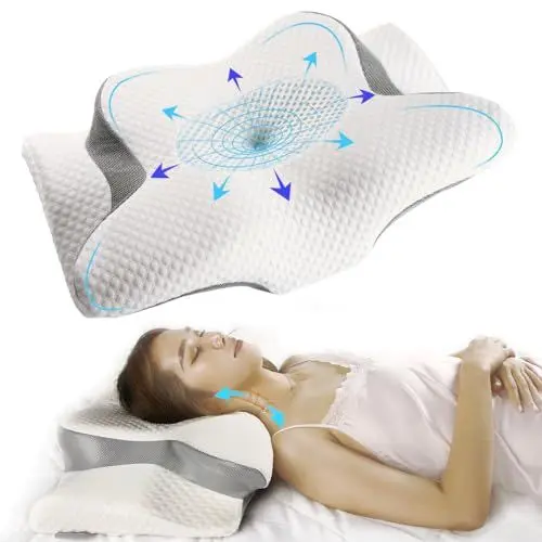 Produktbild: Lemeiler Orthopädisches Kissen Memory Foam Nackenschmerzen Ergonomisches Kissen Anti Schnarch Schlafkissen Kopfkissen für Rücken Seiten Bauchschläfer