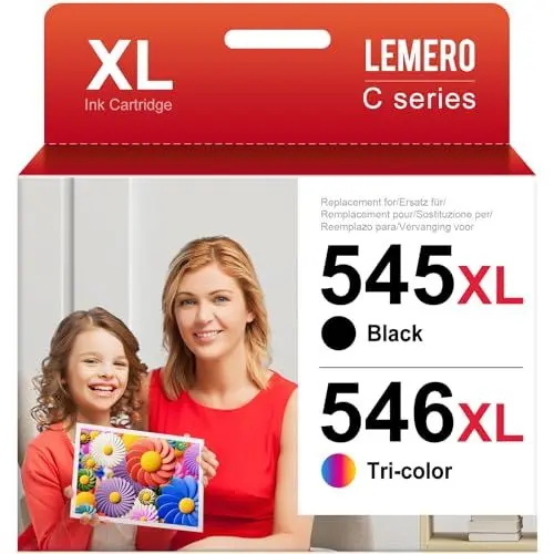 Produktbild: Lemero 545XL 546XL Patronen Kompatibel für Canon Druckerpatronen 545 546 XL Multipack PG-545 CL-546 für Canon Pixma MX495 TS3350 TS3150 TS3151 MG2555s MG2550s MG3050 MG3051 (Schwarz/Farbe,2-Pack)