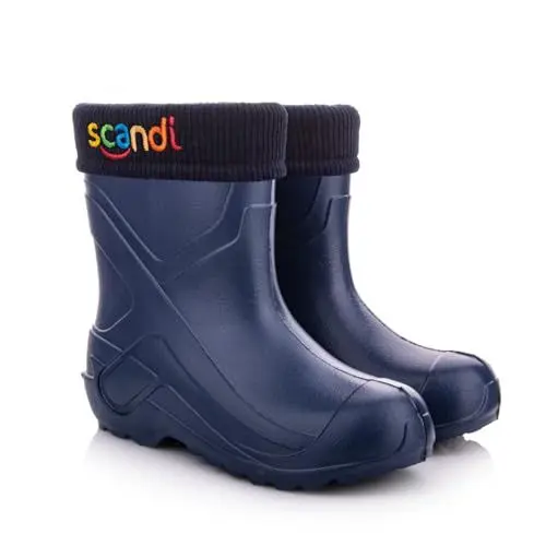 Produktbild: LEMIGO Kinder Warme Leichte Gummistiefel Unisex Gefüttert Filzisolierte Eva Thermo Regenstiefel 763 Scandi 24-37 EU (Marineblau/Bunt, 27)