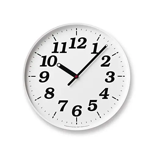 Produktbild: Lemnos Wanduhr Dot Clock/Große Designer Wanduhr ohne Tickgeräusche aus Japan/Wanduhr modern mit schleichender Sekunde/Küchenuhr, Uhr Wohnzimmer oder Büro - Weiß