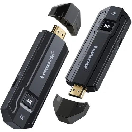 Produktbild: Lemorele 4K HDMI Wireless Transmitter and Receiver,5G HDMI Funkübertragung Funk Supports 8 TXS to 1 RX zum Streamen Video und Audio vom Laptop/PC/Kamera zum Monitor/Projektor/TV