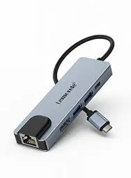 Produktbild: Lemorele USB C Hub (5 in 1 - Upgraded), USB C Multiport Adapter mit HDMI 4K, LAN RJ45 Ethernet, 2 USB 3.0, Schnell-Ladung PD 100W für MacBook Pro/Air M1, iPad Pro, Chromecast, Switch, Windows