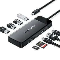 Produktbild: Lemorele USB C Hub -Docking Station 10 in 1, USB C Adapter mit 4K HDMI, 3 USB-A 3.0, 100W PD, USB-C-Daten Port 3.0/2.0, SD/TF, Docking Station USB C für MacBook Air/Pro,iPad, Windows,Switch,Chromecast