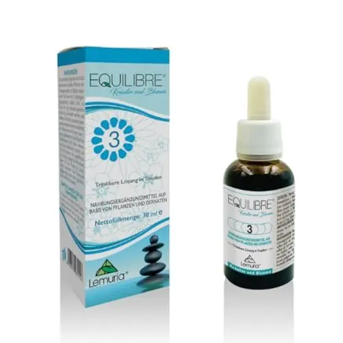Produktbild: Lemuria – EQUILIBRE 3 – Nützlich für den Umgang mit Momenten der Verletzlichkeit und Unentschlossenheit – Nahrungsergänzungsmittel auf Basis von Pflanzen und Derivaten – 30 ml Packung - Made in Italy