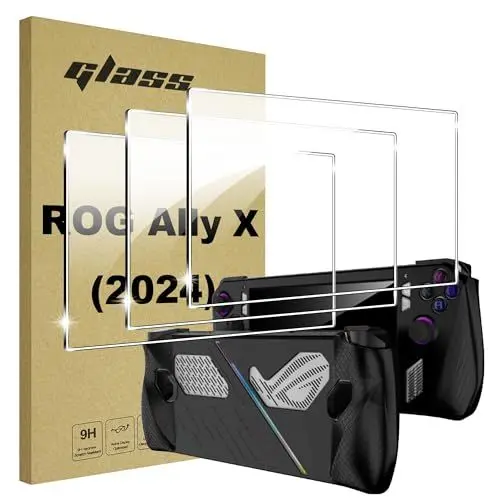 Produktbild: Lemxiee Schutzfolie für ASUS ROG Ally X Panzerglas (3 Stück) HD 9H Härte Displayschutz Folie Displayschutzfolie für ROG Ally X (2024)