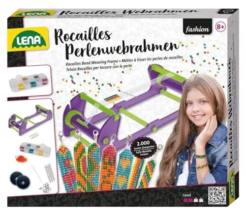 Produktbild: Lena 42722 Rocailles Perlenwebrahmen Kinder Bastelset ab 8 Jahren - Kreative Glasperlen Armbänder selber machen ganz leicht, Perlen weben für Kinder